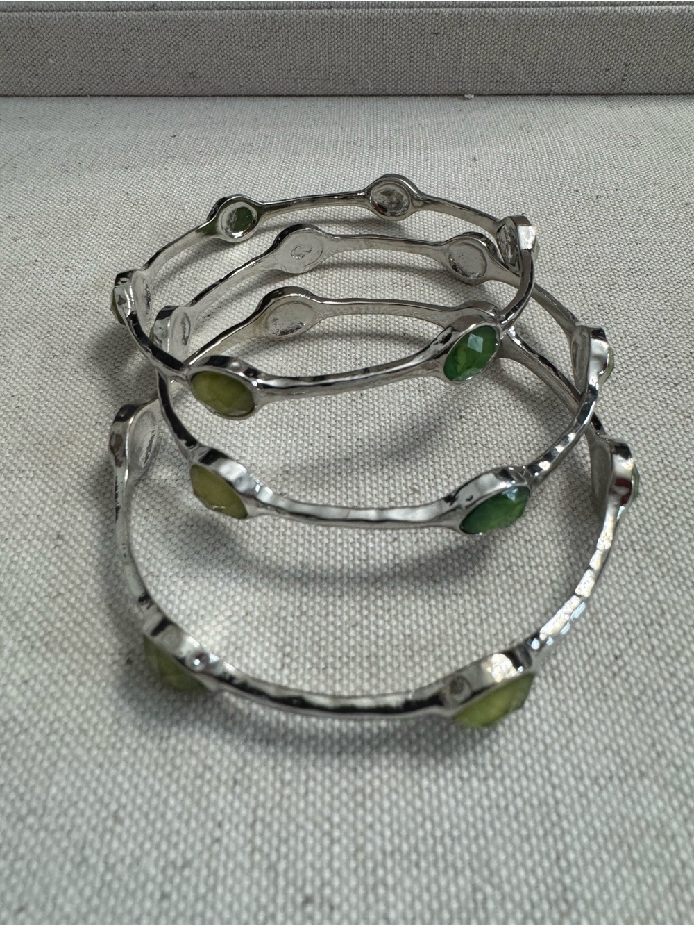 Set of (3) Multi-Color Green Faceted Stones Bangle Bracelets by Premier Designs